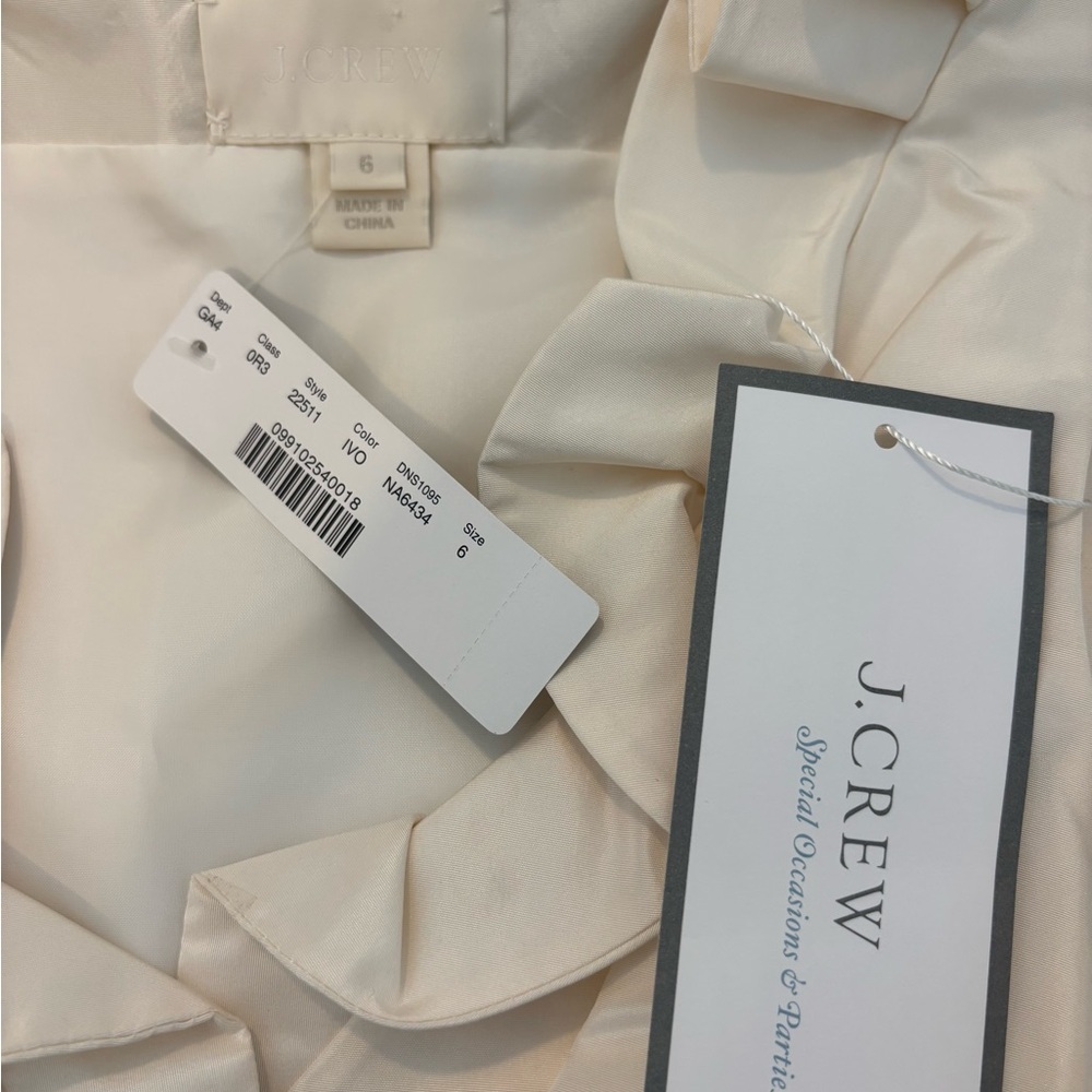 J Crew Silk Ivory Ruffle Bridal Cocktail Sleeveless Dress Wedding Party 6 - Picture 7 of 11